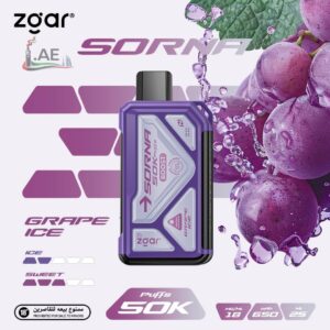 ZGAR Sorna Boost 50000 Puffs 18mg Disposable Vape in Dubai - grape ice
