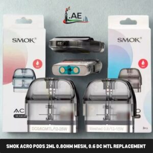 SMOK Acro Pods 2ml 0.8ohm MESH, 0.6 DC MTL Replacement Pods in Dubai, UAE – 3 PCS Per Pack